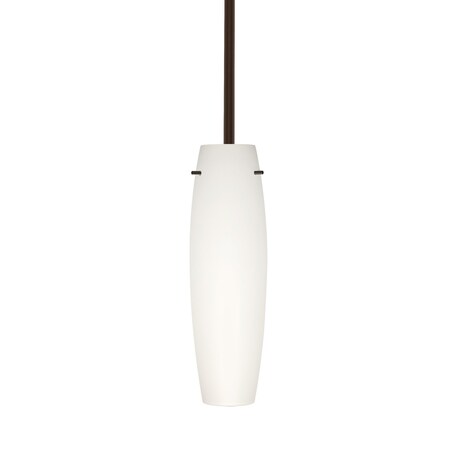 Besa Lighting Tu Tu Stem Pendant, Opal Matte, Bronze Finish, 1x40W Incandescent 1TT-412107-BR